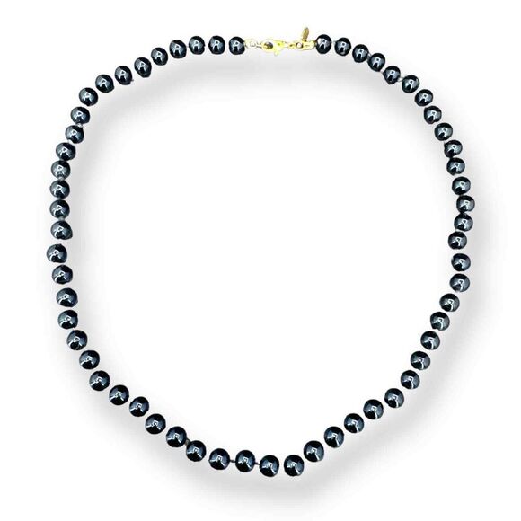 Monet Jewelry - MONET Black Glass Beaded Necklace Signed 16"